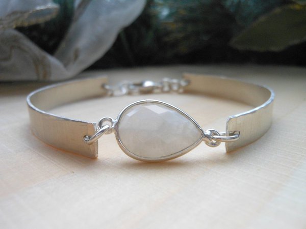 Sterling Silver Bangle Cuff Bracelet with Moonstone, Original Design – Fabulous Creations Jewelry