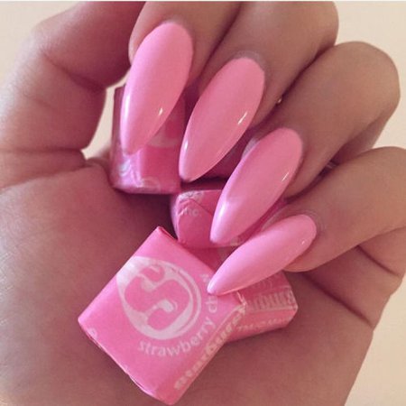Starburst Pink Stiletto Nails
