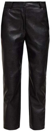 Hailey Faux Leather Straight Leg Trousers - Womens - Black