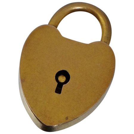 14K Heart Padlock Pad Lock Puffy Vintage Pendant Charm : Golden Rings | Ruby Lane