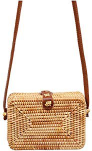 Handwoven Round Rattan Straw Bag Bali Crossbody Bag Summer Beach Boho Shoulder Bag Purse Clutch Handbag: Handbags: Amazon.com