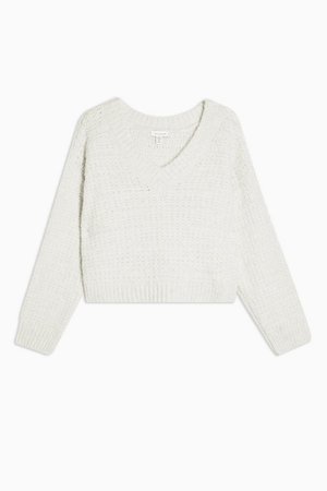 Oat Stripe V Neck Knitted Sweater | Topshop