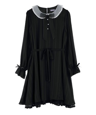Dolly Design Irregular-Hem Dress with Organdy Peter Pan Collar