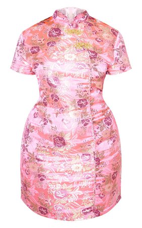 Plus Black Oriental Bodycon Dress | Plus Size | PrettyLittleThing USA