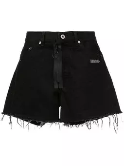OFF-WHITE floral embroidered denim shorts