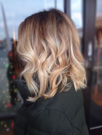 Picture Of red and caramel hair of medium length with blonde balayage is a chic idea