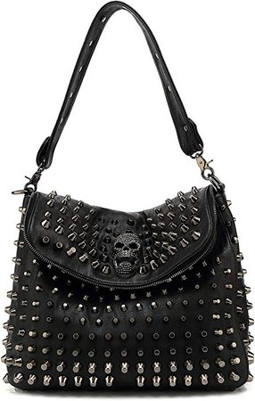 Scarleton Large Studded Skull Shoulder Bag for Women, Vegan Leather Punk Rock Rivet Crossbody Bag, Gothic Purse for ladies, Black, H141701: Handbags: Amazon.com