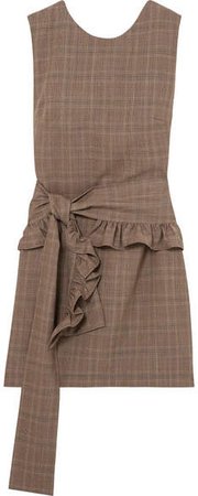 Maggie Marilyn - I've Got Your Back Belted Checked Organic Wool Mini Dress - Brown