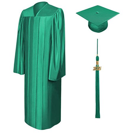 Amazon.com: Emerald Green Cap & Gown & Tassel Package - Shiny Fabric Graduation C...: Clothing