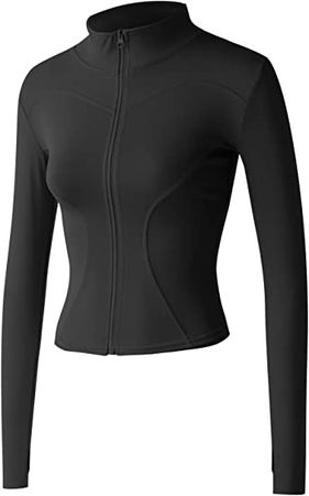 Locachy Women's Lightweight Stretchy Workout Full Zip Running Track Jacket with Thumb Holes at Amazon Women’s Clothing store