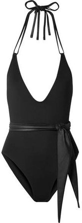 The Lou Belted Halterneck Swimsuit - Black