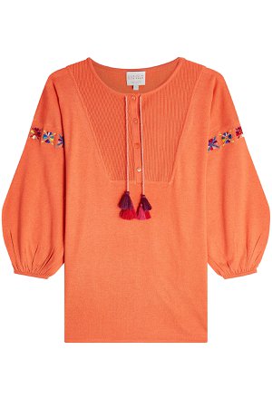 Embroidered Silk and Cashmere Top Gr. S