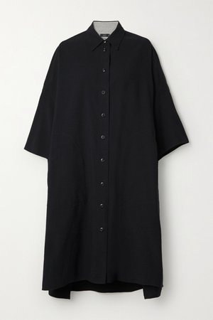 Black Baker oversized striped cotton and linen-blend midi dress | Joseph | NET-A-PORTER