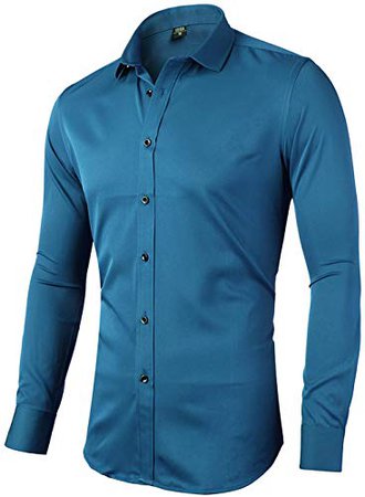 Casual Button Up Formal Shirts, Teal Button Down Shirt