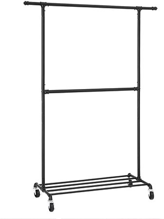 SONGMICS Industrial Clothes Garment Rack on Wheels, Double Hanging Rods Metal Clothing Rack UHSR62BK: Amazon.ca: Home & Kitchen