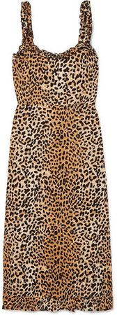 Noemie Ruffled Shirred Leopard-print Crepe Dress - Leopard print