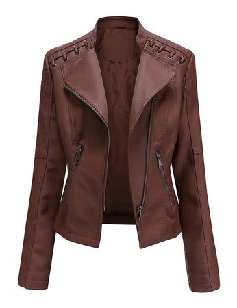 Women's Faux Leather Jacket Regular Solid Colored Daily Basic Black Red Blushing Pink Camel S M L XL 8106230 2020 – $49.99