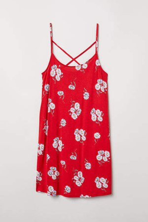 Patterned Jersey Dress - Red