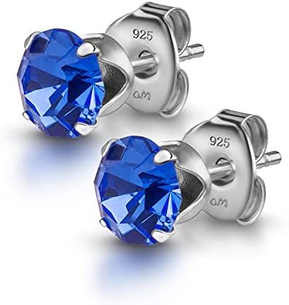 Amazon.com: Amberta Women's 925 Sterling Silver Lumini Crystal Blue Collection Stud Earrings: Majestic Blue: Clothing, Shoes & Jewelry