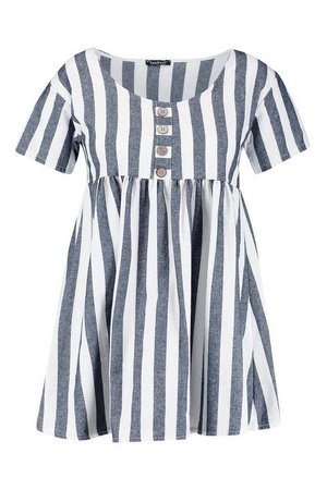 Plus Striped Smock Dress | Boohoo