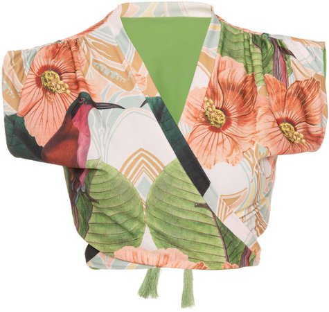 Nina Floral-Print Wrap Bikini Top