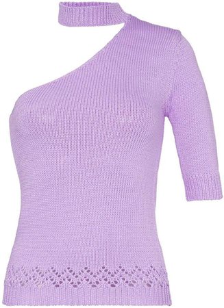 Les Reveries one-shouldered knitted mock neck T-shirt