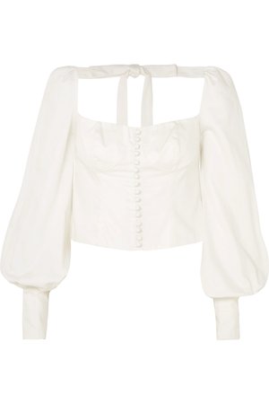 Orseund Iris | Victorian button-embellished Pima cotton-sateen blouse | NET-A-PORTER.COM
