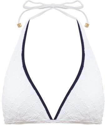 Halterneck Padded Bikini Top - Womens - White