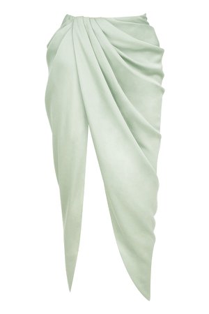 House of CB, CONSTANCE SAGE SILKY SATIN DRAPED SKIRT
