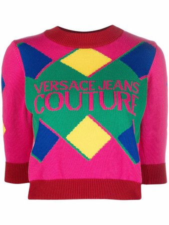 Versace Jeans Couture argyle intarsia knit jumper - FARFETCH