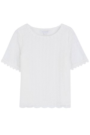 Short Sleeve Top with Lace Eyelet Overlay Gr. M