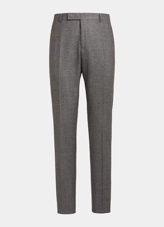 Mid grey Houndstooth washington pure wool flannel suit trousers