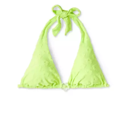 Women's Daisy Textured Ring Front Triangle Bikini Top - Wild Fable™ Green : Target