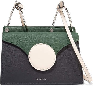 Danse Phoebe Mini Color-block Textured-leather Shoulder Bag - Forest green