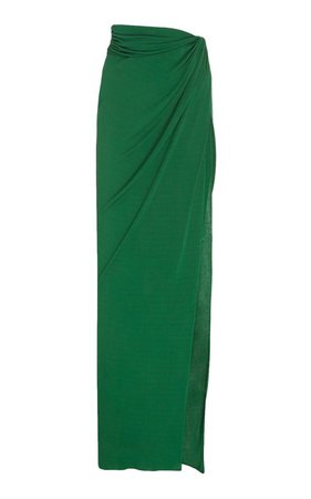 Side-Slit Draped Jersey Maxi Skirt by Brandon Maxwell | Moda Operandi
