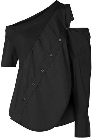 Monse | Cold-shoulder cotton-blend jersey and poplin top | NET-A-PORTER.COM