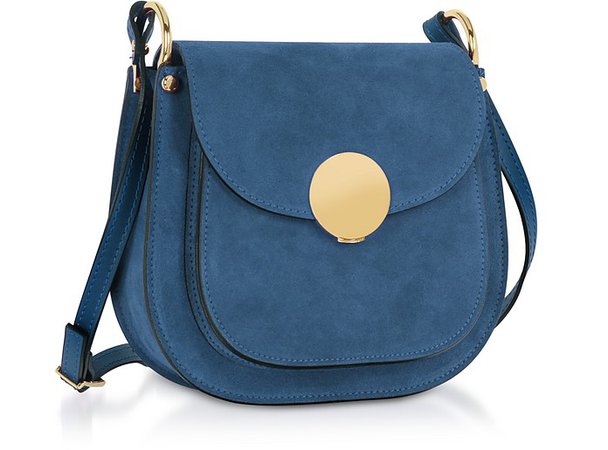 Le Parmentier Denim Agave Suede and Smooth Leather Shoulder Bag at FORZIERI