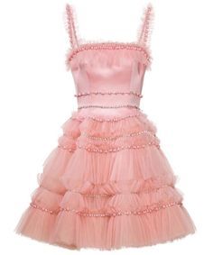 viktor & rolf embellished tulle ruffle mini light pink dress