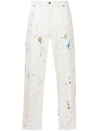 Shop Alchemist paint splatter-print straight-leg jeans with Express Delivery - FARFETCH