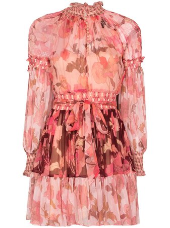 Shop ZIMMERMANN Concert floral print mini dress with Express Delivery - FARFETCH