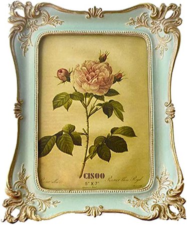 Amazon.com - CISOO Vintage Picture Frame 5x7 Antique Photo Frame Table Top Display and Wall Hanging Home Decor, Ornate Photo Gallary Art (Blue) -
