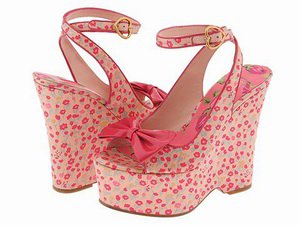 betsey johnson ashlin wedge pink sandal heels