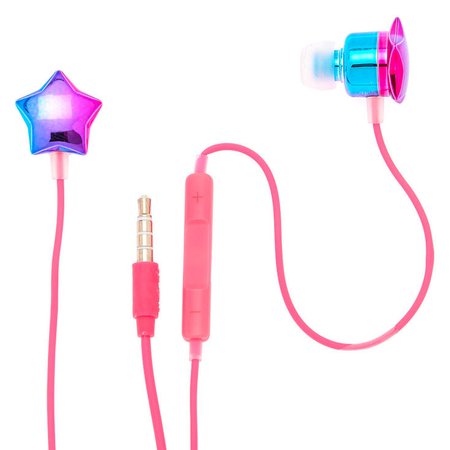 Ombre Star Earbuds with Mic - Pink | Claire's US