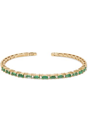 Suzanne Kalan | 18-karat gold, emerald and diamond cuff | NET-A-PORTER.COM