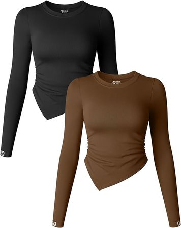 Amazon.com: OQQ Damen-Unterhemd, langärmelig, Rundhalsausschnitt, gerüscht, Stretch, enganliegend, Unterhemd, Schicht-T-Shirts, Tops : Kleidung, Schuhe & Schmuck