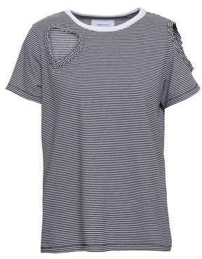 Cutout Striped Cotton-blend Jersey T-shirt