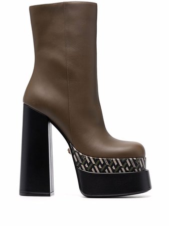 Shop Versace block-heel 160mm boots