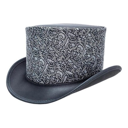A Costume House Gent Leather Top Hat - Silver