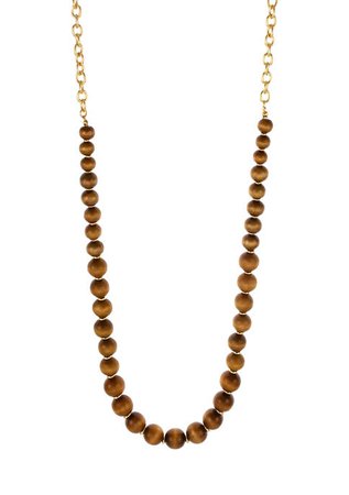 Kim Rogers® 34 Inch Long Graduated One Row Brown Wood Bead Necklace | belk