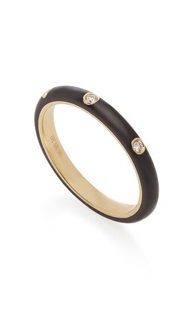 14K Gold and Diamond Enamel Stack Ring by EF Collection | Moda Operandi